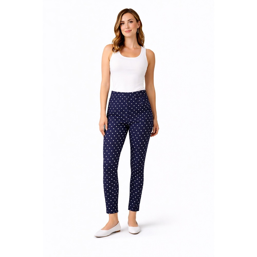 OLD NAVY Navy Blue Polka Dot Ankle Pants Size‎ 12 Side Zip